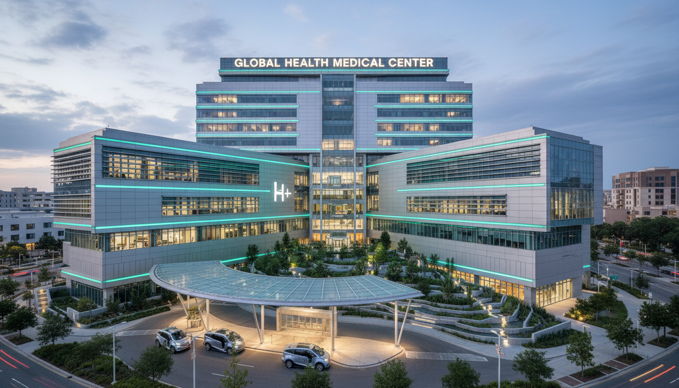 a modern hospital building exterior